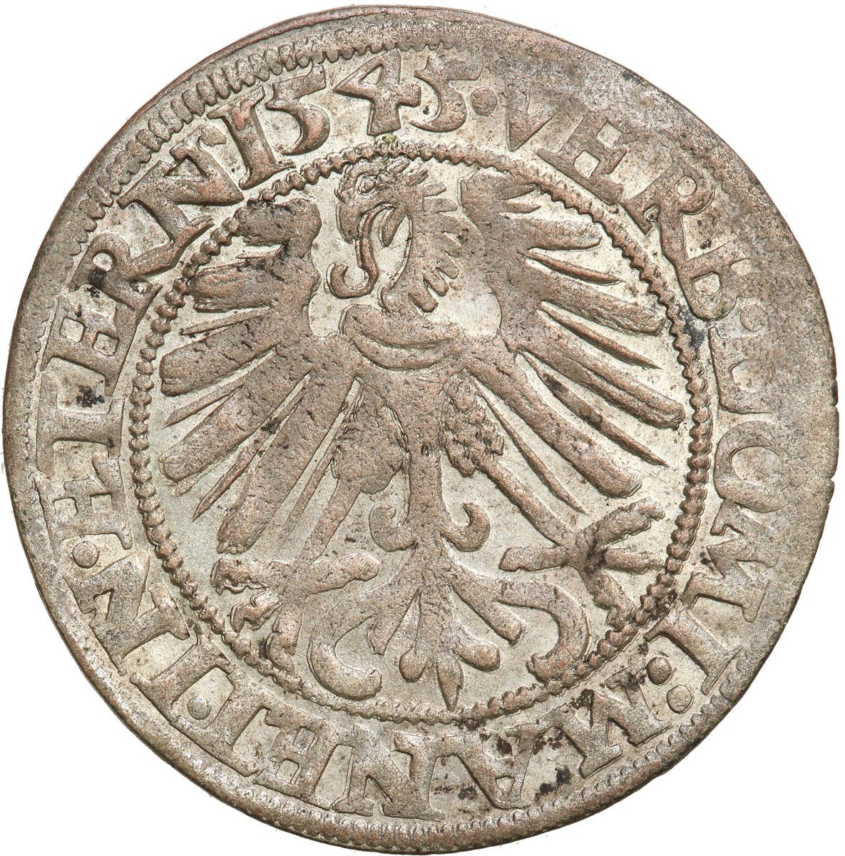 Śląsk, Księstwo Legnicko-Brzesko-Wołowskie. Fryderyk II (1505–1547). Grosz 1545, Legnica